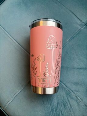 YETI Pink Mushroom Design Tumbler